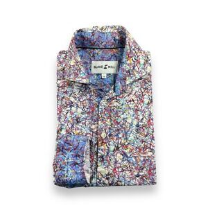 Blake Mill Colorful Graffiti Scuffs L/S Button Front Cotton Shirt Mens Sz M EUC